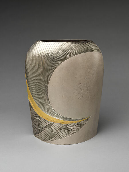 Distant (Yū) Silver Vase, Otsuki Masako 大槻昌子, Silver with gold decoration, Japan