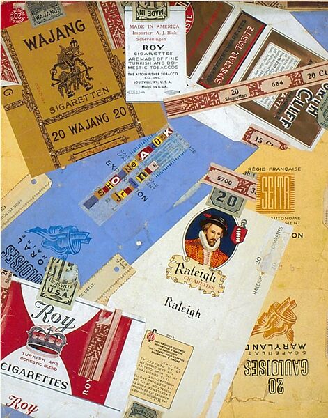Cover of De Schone Zakdoek (The Clean Kerchief) 1, no. 6 (September 1941), Theo van Baaren, Cigarette packets on paper