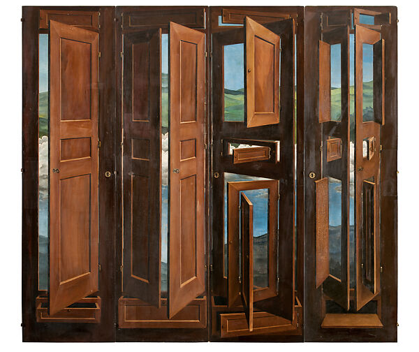 Armoire surréaliste (Surrealist Wardrobe), Marcel Jean, Oil on wood panel