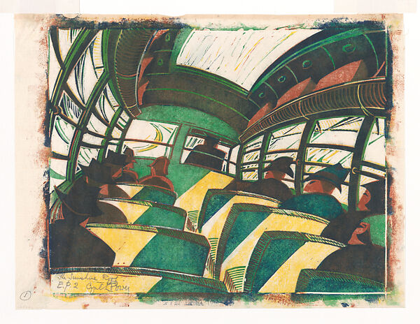 The Sunshine Roof, Cyril E. Power, Linocut on Japanese paper