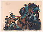 The New Cable, Sybil Andrews, Color linocut on Japanese paper