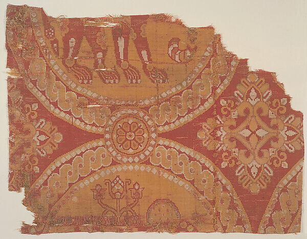 Textile Fragment with Elephant, Silk, samite