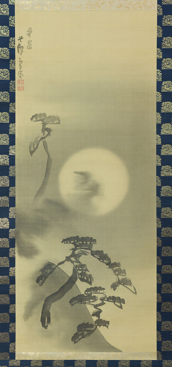Moonlit Landscape, Nagasawa Rosetsu 長澤蘆雪, Hanging scroll; ink on silk, Japan