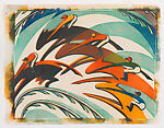 Racing, Sybil Andrews, Color linocut on Japanese paper