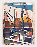 Port, Edith Lawrence, Color linocut on Japanese paper