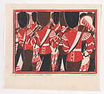 Guards, Lill Tschudi, Linocut on Japanese paper