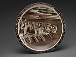 Our America dinner plate with bird's eye view of lower Manhattan, Rockwell Kent, Earthenware, American