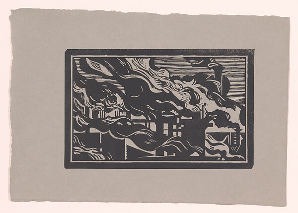 Blast Furnaces I (Netherton Furnaces), Edward Alexander Wadsworth, Woodcut on gray paper