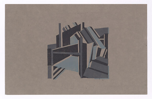 View of a Town, Edward Alexander Wadsworth, Woodcut on gray paper