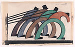 Haulers, Sybil Andrews, Color linocut on Japanese paper