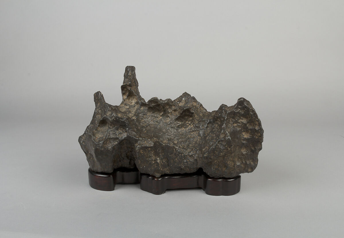 Scholar's rock, Lingbi limestone with wood base, China