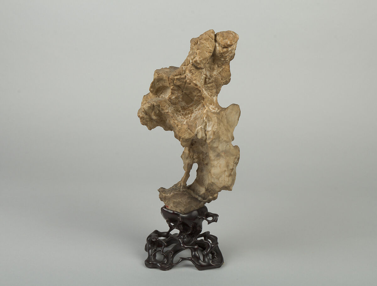 Scholar's rock, Taihu limestone; wood base, China