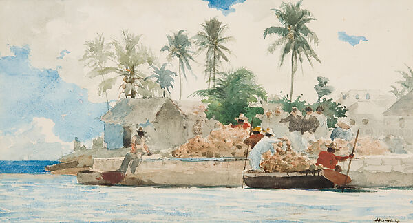 Sponge Fishermen, Bahamas, Winslow Homer, Watercolor, gouache, and graphite on paper, American