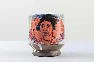 Portrait Cup: Zora Neale Hurston, Roberto Lugo, Glazed ceramics
