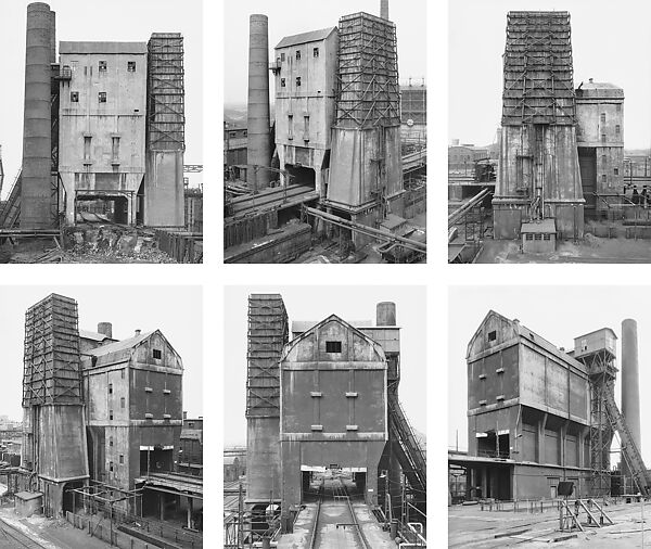 [Coal Bunker with Quenching Tower, 6 Views, Zeche Concordia, Oberhausen, Ruhr Region, Germany], Bernd and Hilla Becher, Gelatin silver prints