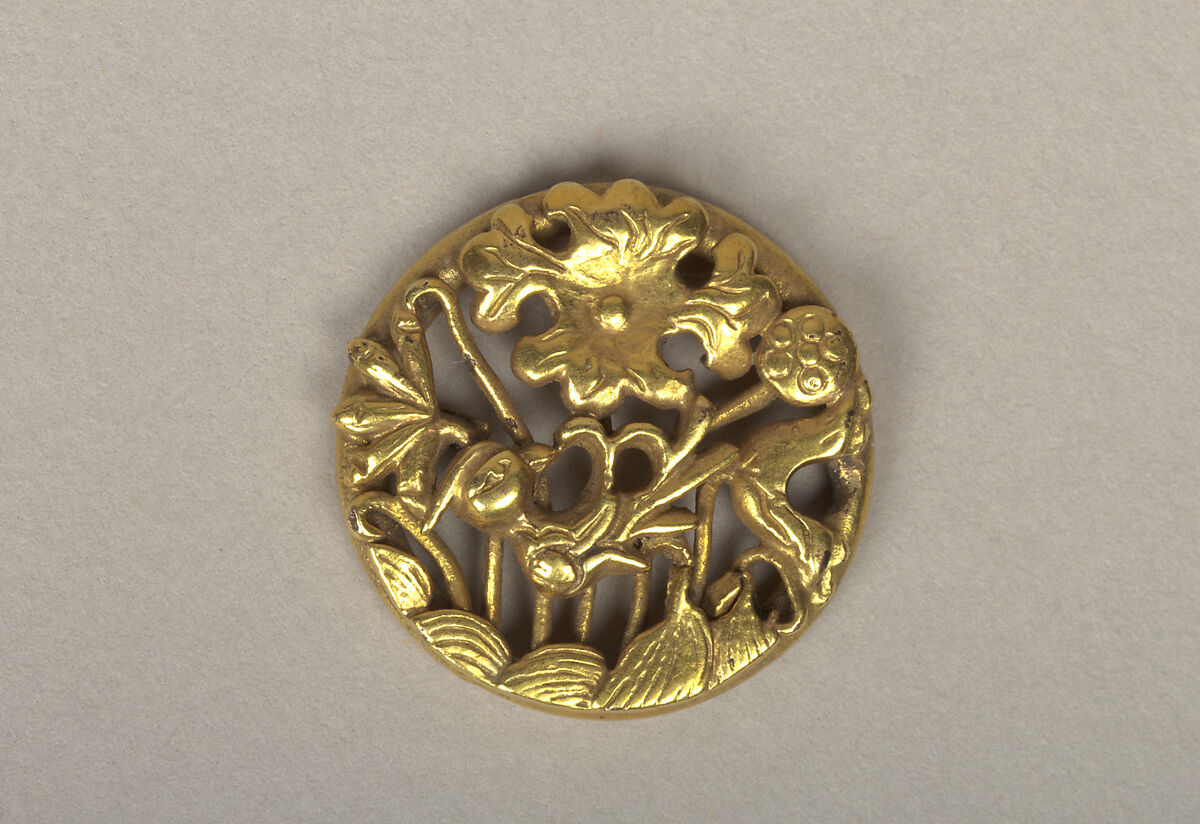 Ornament with bird among lotuses, Gold, Korea