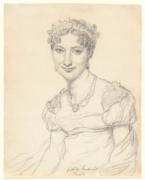 Portrait of Baroness Pauline Jeanin, Jacques Louis David, Black chalk