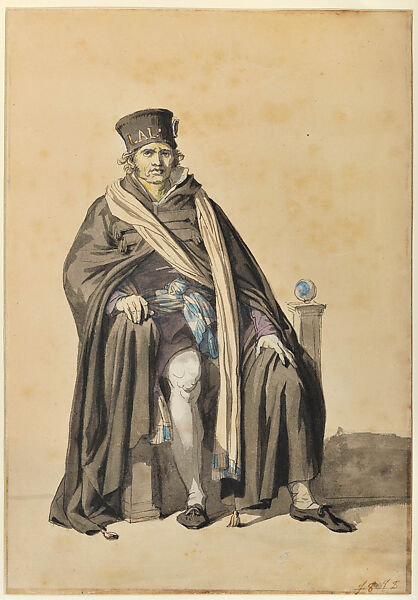 A Seated Judge, Jacques Louis David, Pen and black ink, watercolor