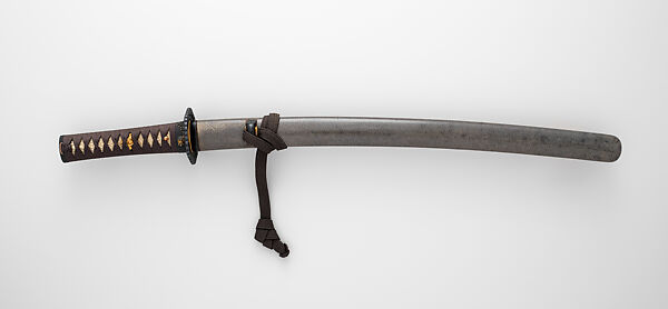 鮫皮研出鞘大小拵 Blade and Mounting for a Short Sword (<i>Wakizashi</i>), Nobukuni, Steel, wood, lacquer, ray skin (samé), thread, copper-gold alloy (shakudō), gold, Japanese