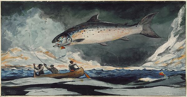 A Good Pool, Saguenay River, Winslow Homer, Watercolor and graphite on cream wove paper, American
