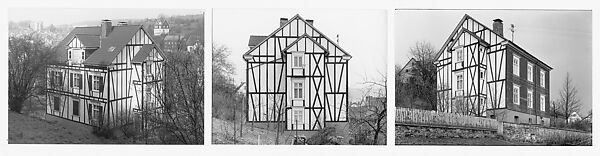 Maquette of "House, 3 Views, Oststraße 10, Freudenberg" (1968) for Framework Houses of the Siegen Industrial Region, Bernd and Hilla Becher, Gelatin silver prints, mounted