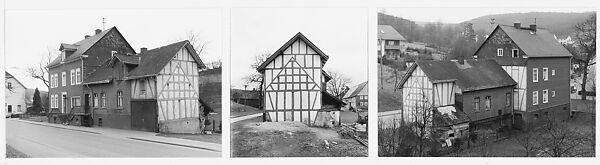 Maquette of "House, 3 Views, Obere Dorfstraße 21, Bürbach, " (1962) for Framework Houses of the Siegen Industrial Region, Bernd and Hilla Becher, Gelatin silver prints, mounted