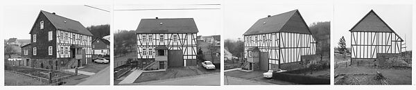 Maquette of "House, 4 Views, Hambachwaldstraße 9, Gilsbach," (1962) for Framework Houses of the Siegen Industrial Region, Bernd and Hilla Becher, Gelatin silver prints, mounted