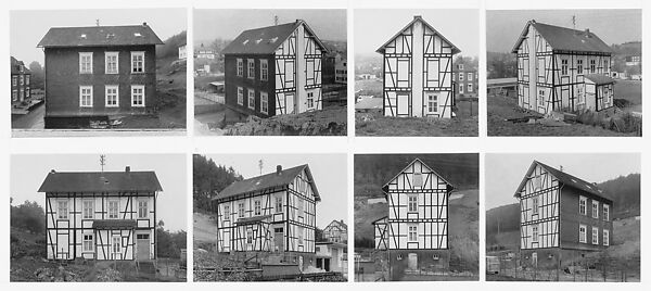 Maquette of "House, 8 Views, Oststraße 16, Freudenberg" (1971) for Framework Houses of the Siegen Industrial Region, Bernd and Hilla Becher, Gelatin silver prints, mounted