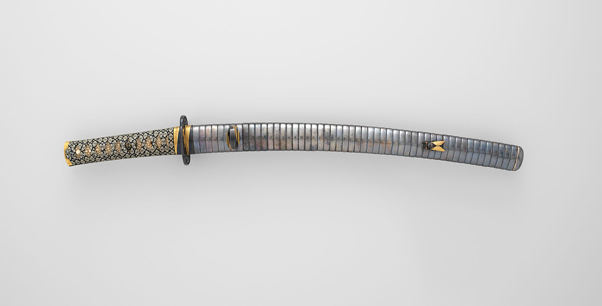 Blade and Mounting for a Short Sword (<i>Wakizashi</i>), Steel, wood, rayskin (<i>same</i>), thread, silver, copper-gold alloy (<i>shakudō</i>), gold, Japanese