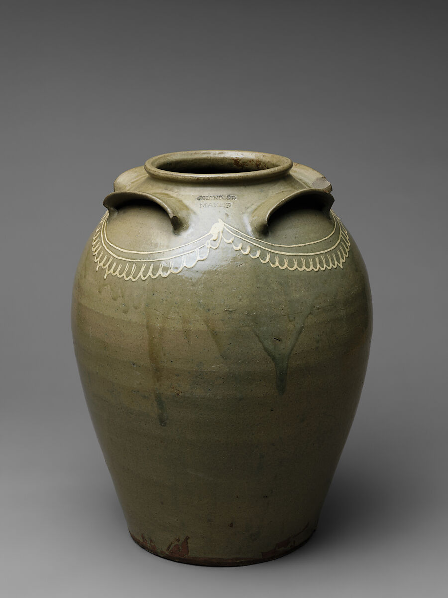 Unrecorded  Edgefield District potter, Alkaline-glazed stoneware with kaolin slip