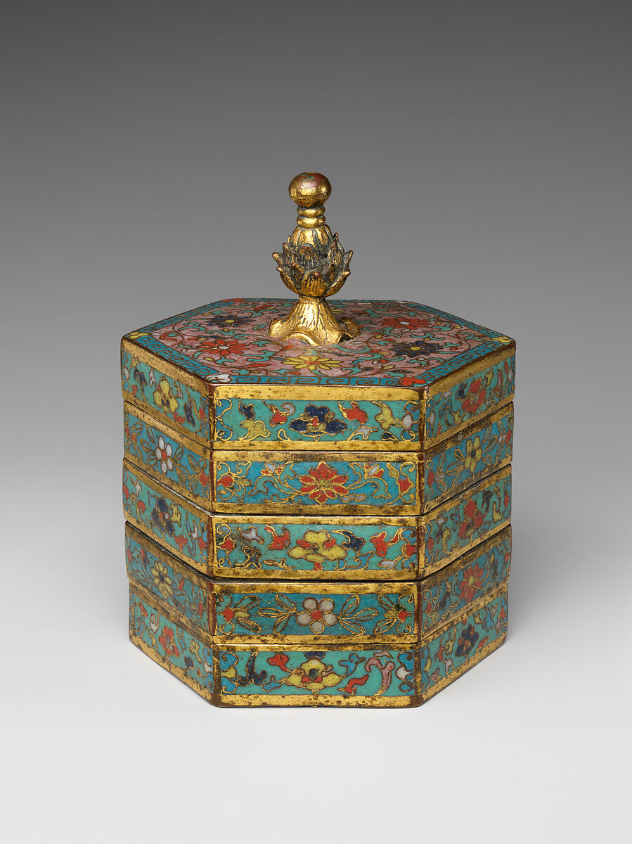 Tiered box, Cloisonné enamel, China