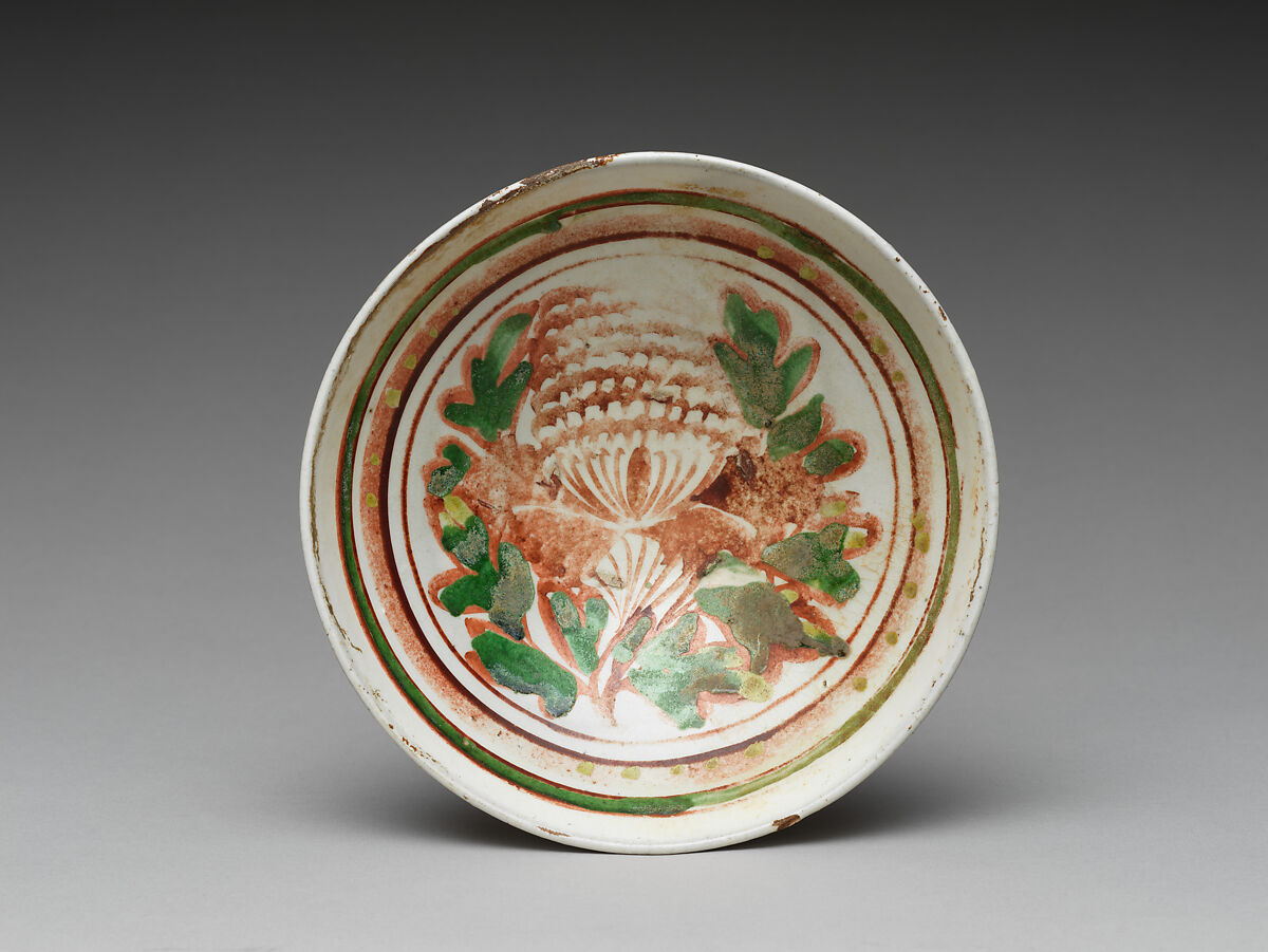 Bowl with peony, Stoneware painted in overglaze enamels (Cizhou ware), China