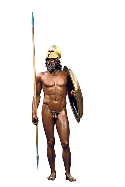 Reconstruction of bronze Riace Warrior A, Vinzenz Brinkmann, Bronze cast