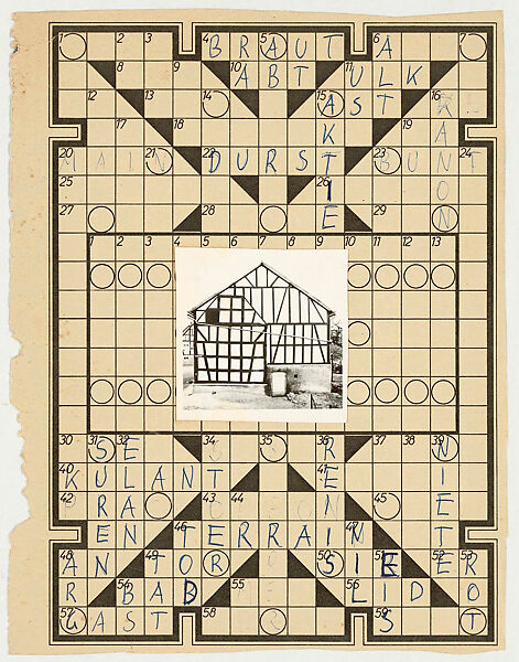 Crossword Puzzles with Framework House, Auf der Forth 2, Zeppenfeld (1961), Bernd Becher, Photomechanical reproduction with applied gelatin silver print