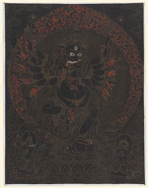 Dancing Ganesha, Opaque watercolor on paper, Mongolia