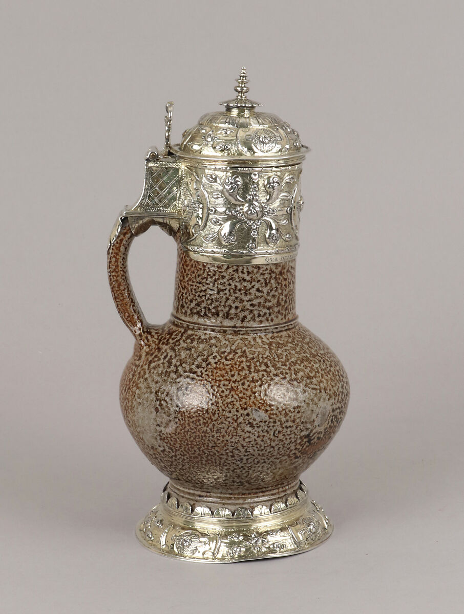 Jug, John Eydes, Stoneware, silver gilt