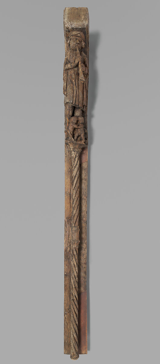 Architectural Support with a Flute-Player, Oak, French