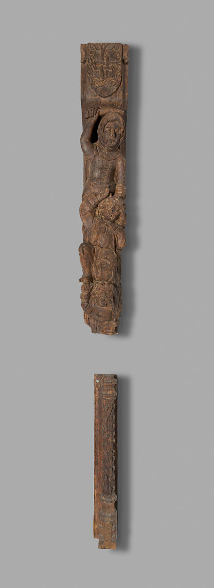Architectural Support with Quarreling Figures, Oak, French