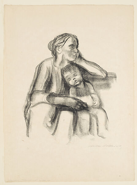 Worker Woman with Sleeping Boy, Käthe Kollwitz, Lithograph