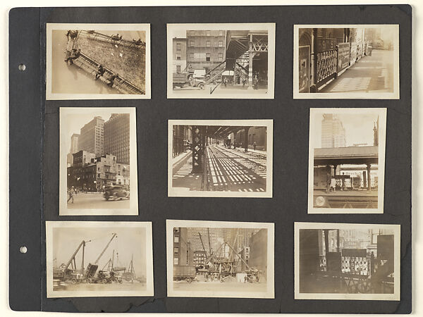 [Album Page: Madison Square Park, Third Avenue and Ninth Avenue Elevated Train Lines, Manhattan], Berenice Abbott, Gelatin silver prints