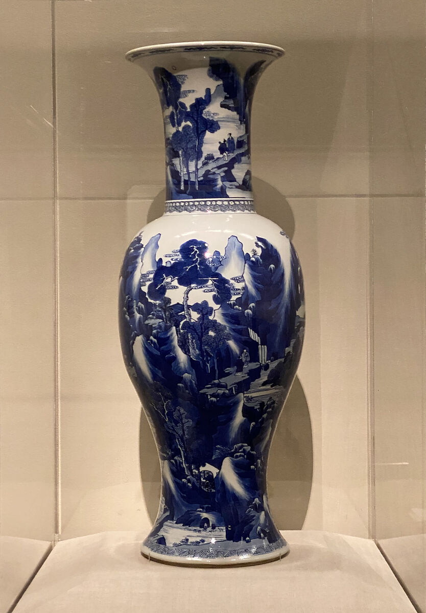 Vase with landscape scenes
, Porcelain painted in underglaze cobalt blue (Jingdezhen ware), China