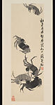 Five crabs, Qi Baishi, Hanging scroll; ink on paper, China