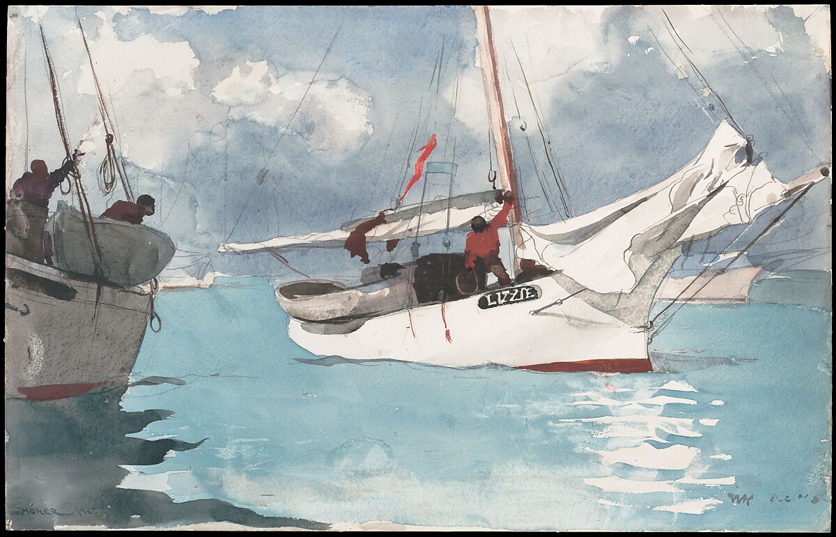 Fishing Boats, Key West, Winslow Homer, Watercolor and graphite on off-white wove paper, American