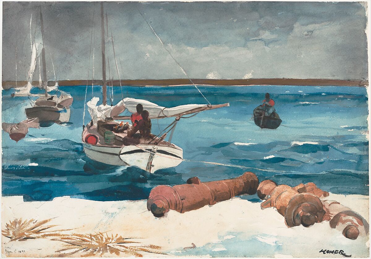 Nassau, Winslow Homer, Watercolor and graphite on off-white wove paper, American