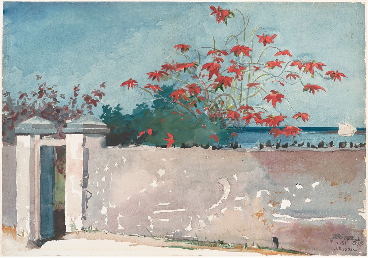 A Wall, Nassau, Winslow Homer, Watercolor and graphite on off-white wove paper, American
