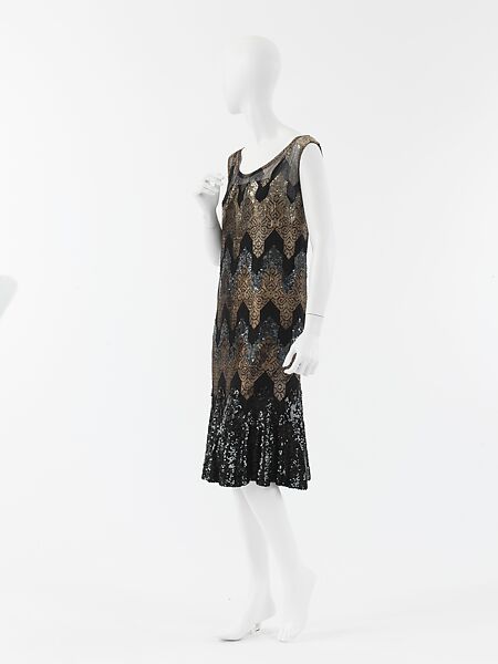 Evening dress, House of Chanel, silk, metallic thread, sequins, French