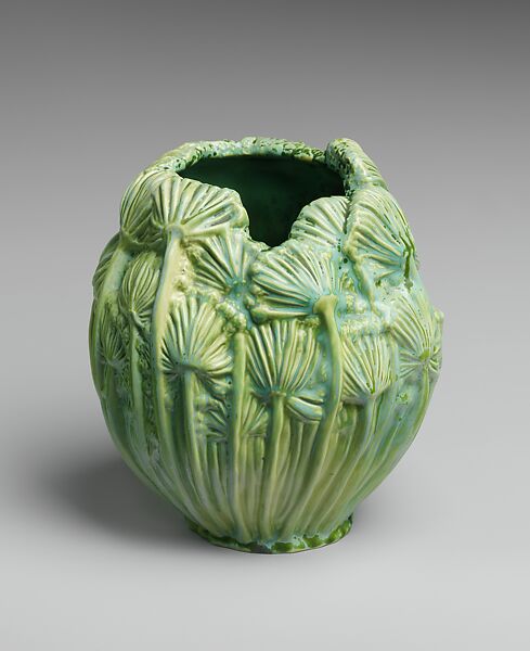 Vase with Queen Anne's lace, Tiffany Studios, Porcelaneous earthenware, American