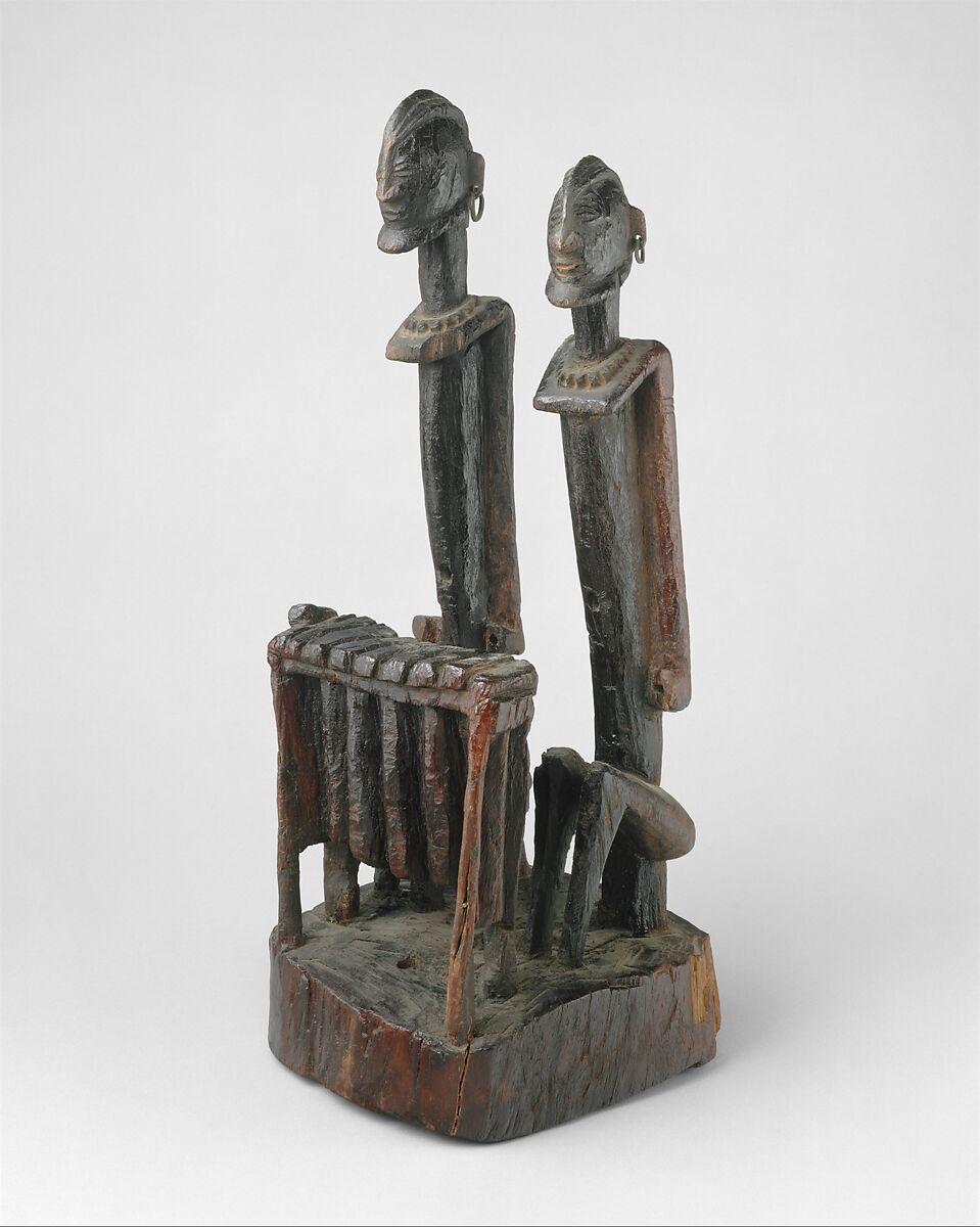 Figure: Pair of Balafon Players, Wood, metal, Dogon artist