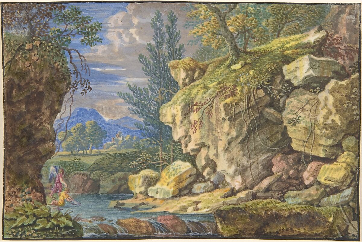 Landscape with Tobias and the Angel, Felix Meyer, Watercolor