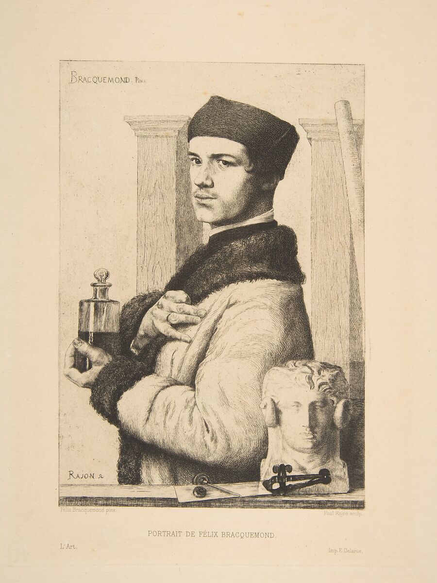 Portrait of Félix Bracquemond in 1852, from "L'Art", Félix Bracquemond, Etching